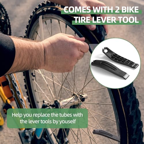 26" Bike Tube, 2PCS Bicycle Inner Tube Compatible for 26 Inch x 1.75/1.95/2.10/2.125 Bike Tire,Mountain Bike Inner Tube with 32mm Schrader Valve, Butyl Rubber Inner Tube for MTB Road Bike, 2PCS Levers
