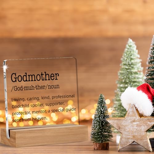Godmother Definition Acrylic Sign | 4x4 Inch Desk Decor Gift