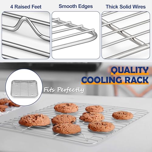 Joyfair 9-Inch Stainless Steel Baking Sheet Pan with Cooling Rack Set