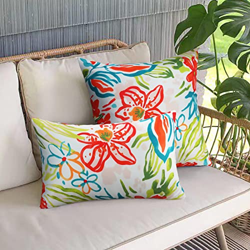 Merrycolor Pack of 2 Floral Outdoor Pillow Covers 18x18 Waterproof