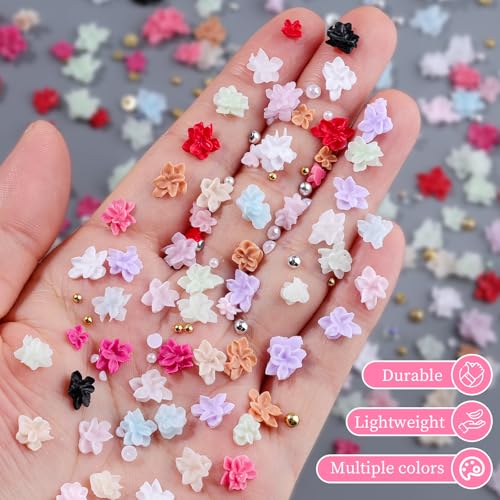 editTime 3D Flower Nail Art Charms with Bubble Beads & Pearls