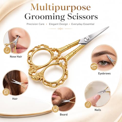 Viliqiou Vintage Stainless Steel Cuticle & Facial Hair Scissors