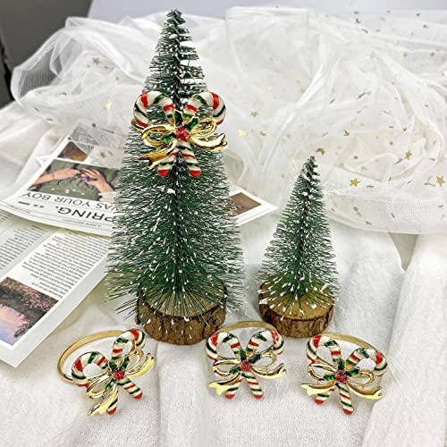 Gold Candy Cane Napkin Rings Holder Set of 8 Winter Holiday Christmas Table Decor