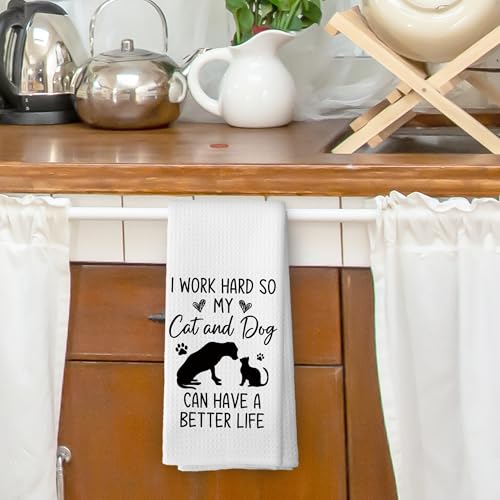 Funny Dog and Cat Kitchen Towels – 16x24 Inch Microfiber Hand Towels