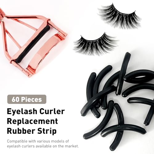 Jaasuee 60pcs Universal Silicone Eyelash Curler Replacement Pads Black