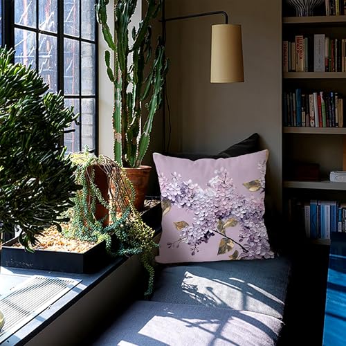 Purple Floral Velvet Throw Pillow Covers 18x18 - Set of 2