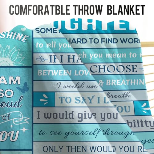 Levens Daughter Blanket 60"x50" Blue-Green Soft Flannel Throw Gift