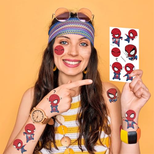 Spider-Man Temporary Tattoos 10 Sheets Kids Superhero Body Art Stickers