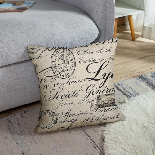 Emvency 18x18 Inch Paris French Script Throw Pillow Cover