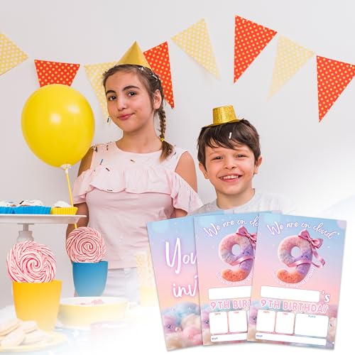 EXW 20 Pack Cloud 9th Birthday Invitations with Envelopes, 4x6 Fill-In Party Invites