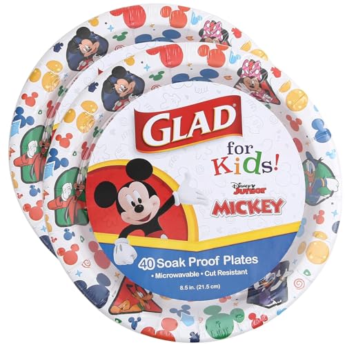 Glad Disney Mickey & Friends Paper Plates, 8.5 Inch, 80 Count (2-Pack)