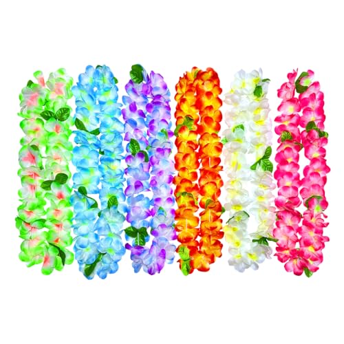Hawaiian Leis 12-Pack - Premium Tropical Flower Necklaces for Luau Parties