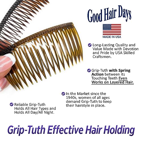 Good Hair Days Grip-Tuth Shorty Comb 3.25 Inch Styling Side Comb for Fine Hair