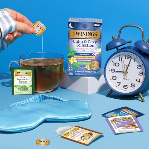 Twinings Calm & Cozy Bedtime Herbal Tea Variety Pack, 120 Tea Bags (6 x 20)