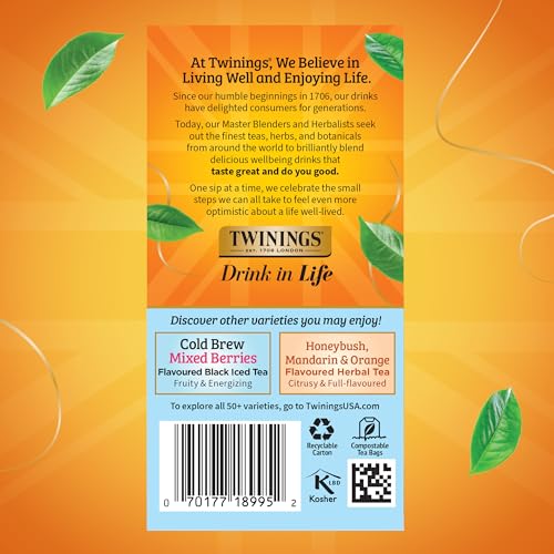 Twinings Peach Cold Brew Iced Black Tea Bags - 20 Count