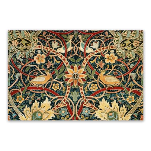 William Morris Floral Placemats Set of 6 - Cotton Table Mats for Dining & Holiday Decor - Variation 2