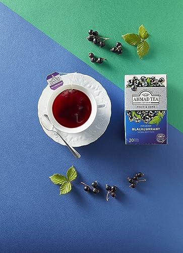 Ahmad Tea Blackcurrant Herbal Infusion Tea, Decaffeinated, 20 Tea Bags
