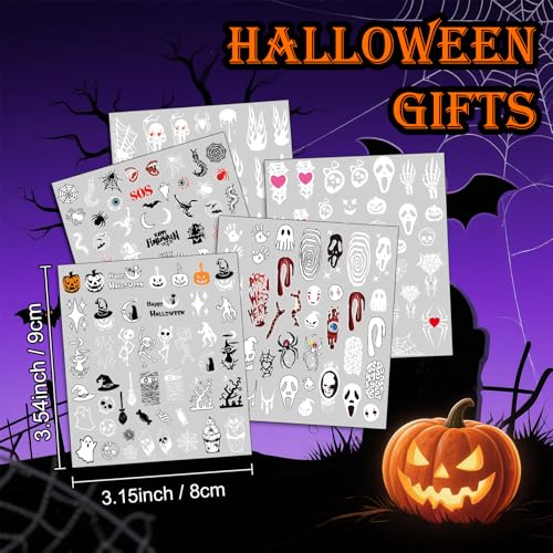 Glow in the Dark Halloween Nail Art Stickers, 9 Sheets Self-Adhesive Decals