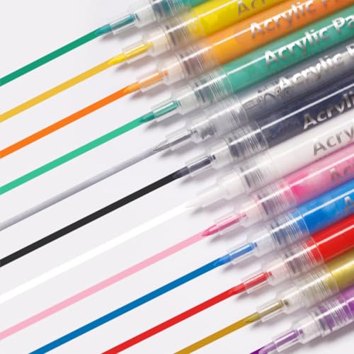 WTOGETAO 0.7mm Yellow Nail Art Pen Quick-Dry Acrylic Paint Marker for DIY
