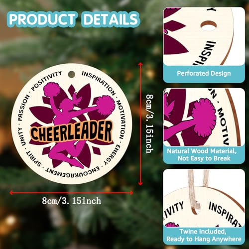 Wooden Cheerleader Ornament Inspirational Cheer Team Gift