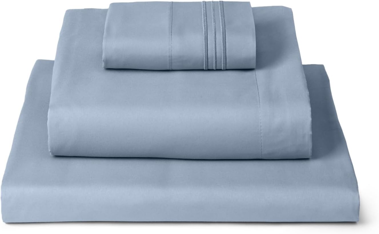 Mellanni Twin XL Sheets Set - 3 PC Luxury Bedding | Extra Soft, Cooling, Wrinkle-Resistant - Blue Hydrangea