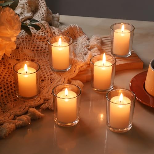 BTGLLAS 6pcs Clear Glass Tea Light Candle Holders Votive for Weddings & Holidays