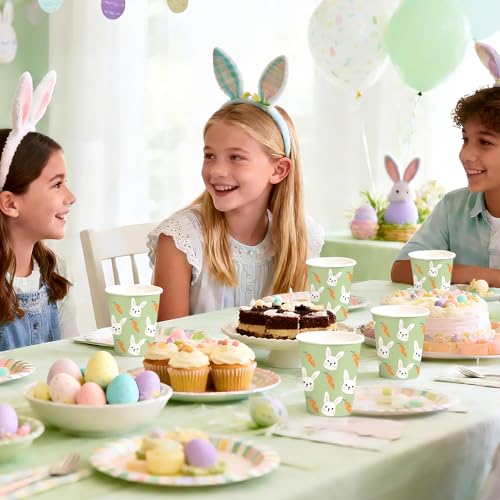 Easter Paper Cups 9oz - 50 Pack Carrot Bunny Design Disposable