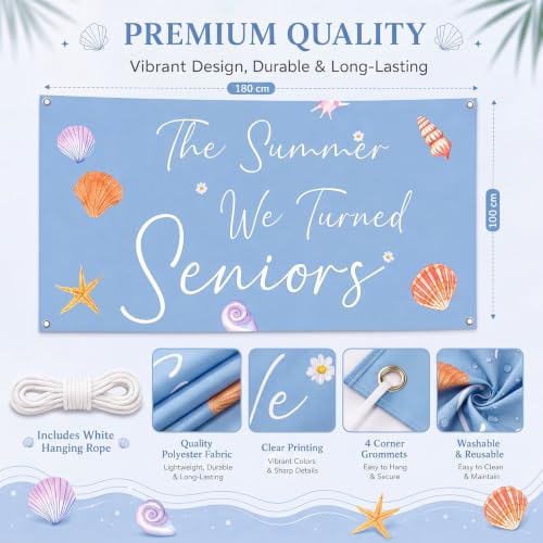 Coastal The Summer We Turned Seniors Backdrop 71x39'' Banner