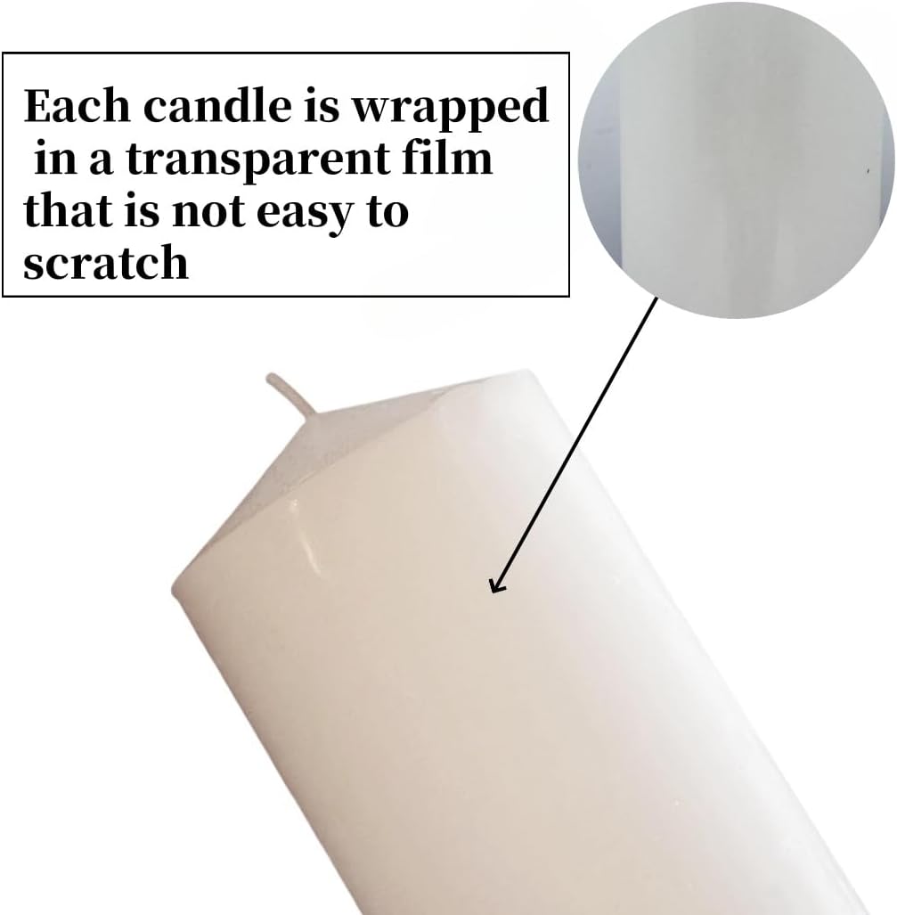 Skiennix White Pillar Candle Set - 2 Large Unscented Decorative Candles | Perfect for Parties, 2.4" x 6" (2PC)