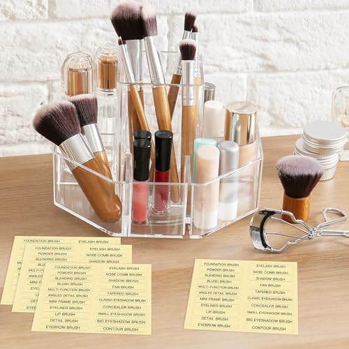 HVSWLY 210 Pcs Waterproof Makeup Brush Name Labels Clear Self-Adhesive