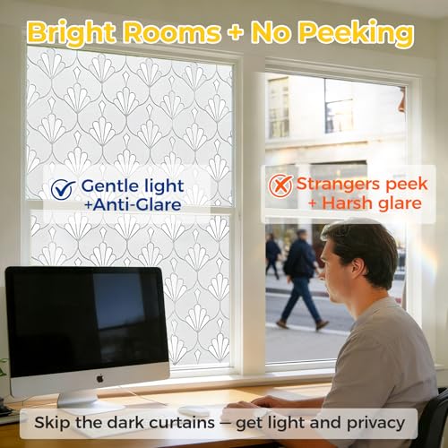 OHTMERU Decorative Window Privacy Film | Non-Adhesive, Anti-Glare
