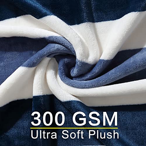 Nautica - Twin Blanket, Soft Plush Fleece Bedding, Ideal for Bed or Couch, Dorm Essentials, Oeko-Tex Certified (Awning Stripe Navy)