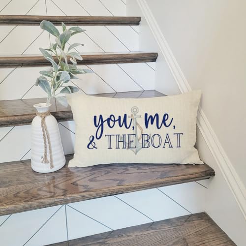 PANDICORN Summer Lake Throw Pillow Cover, 12x20 Inch Coastal Boat Design