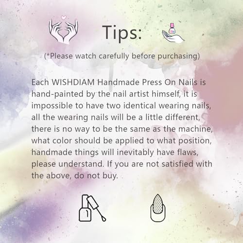 WISHDIAM Handmade Christmas Tree Press On Nails 3D Reusable Gel Nails Large
