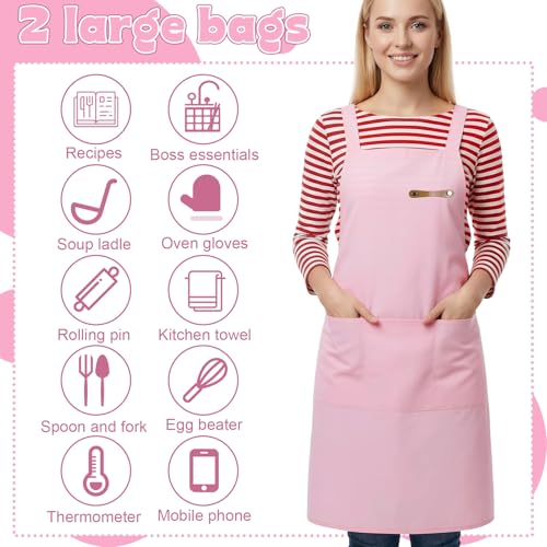 Adjustable Cross Back Apron for Women with Pockets - Kitchen Chef Apron