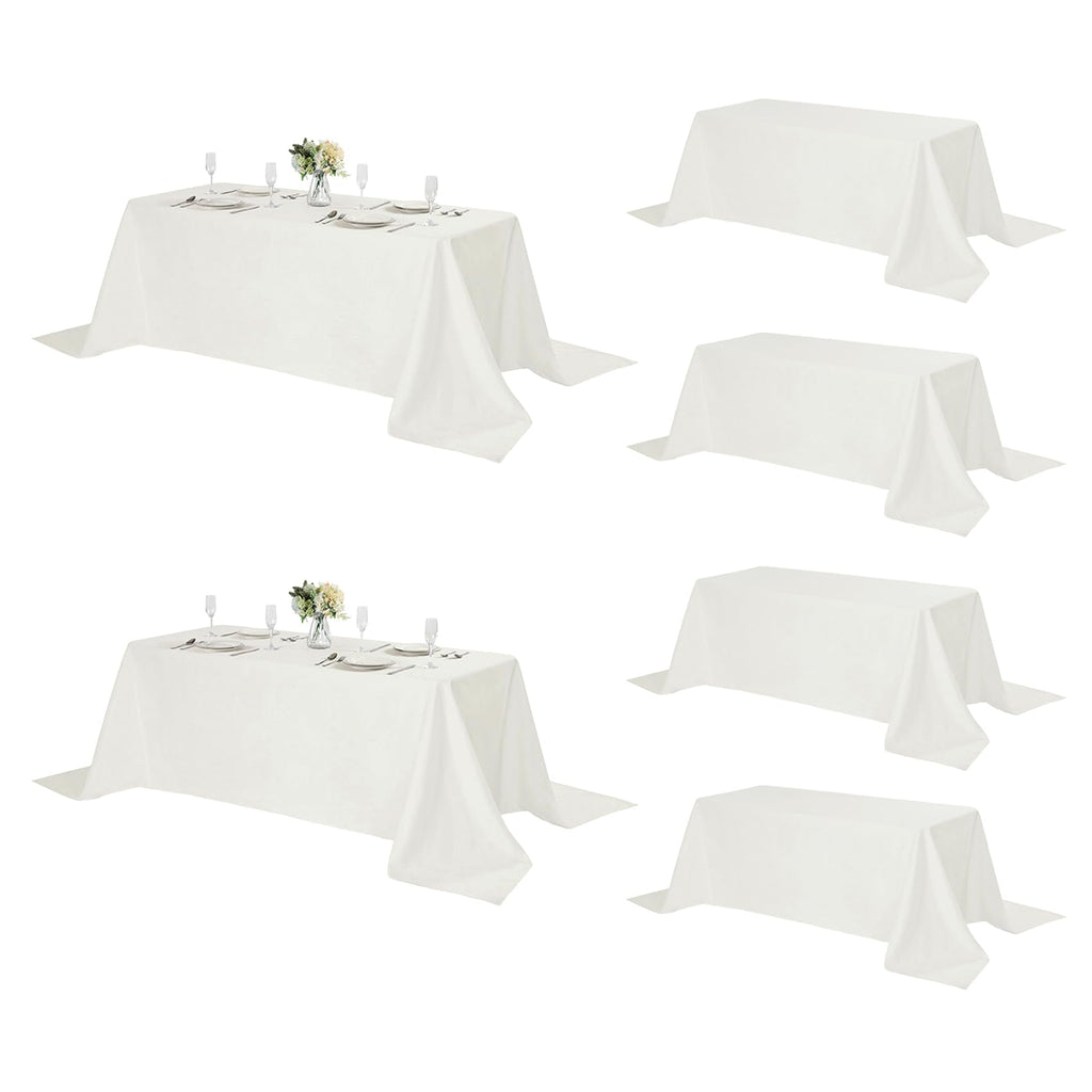 Fokitut 6 Pack Rectangle Tablecloth, 90x132 Inch, Stain Resistant and Wrinkle Polyester Table Cloth, Fabric Table Cover for Kitchen Dining, Wedding, Party, Holiday Dinner-Ivory