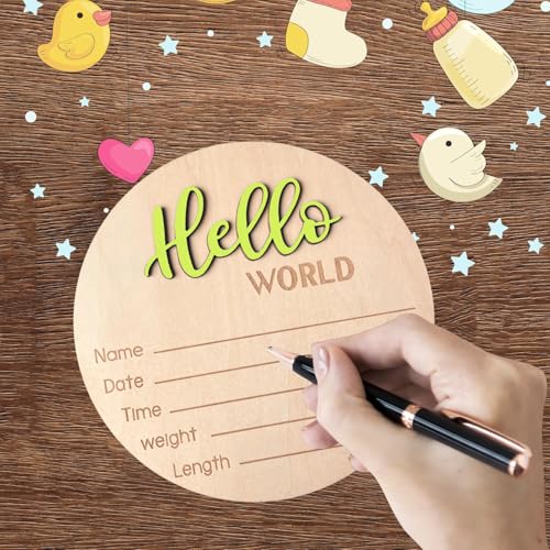 Personalized Wooden Baby Announcement Sign - 5.9 Inch Hello World