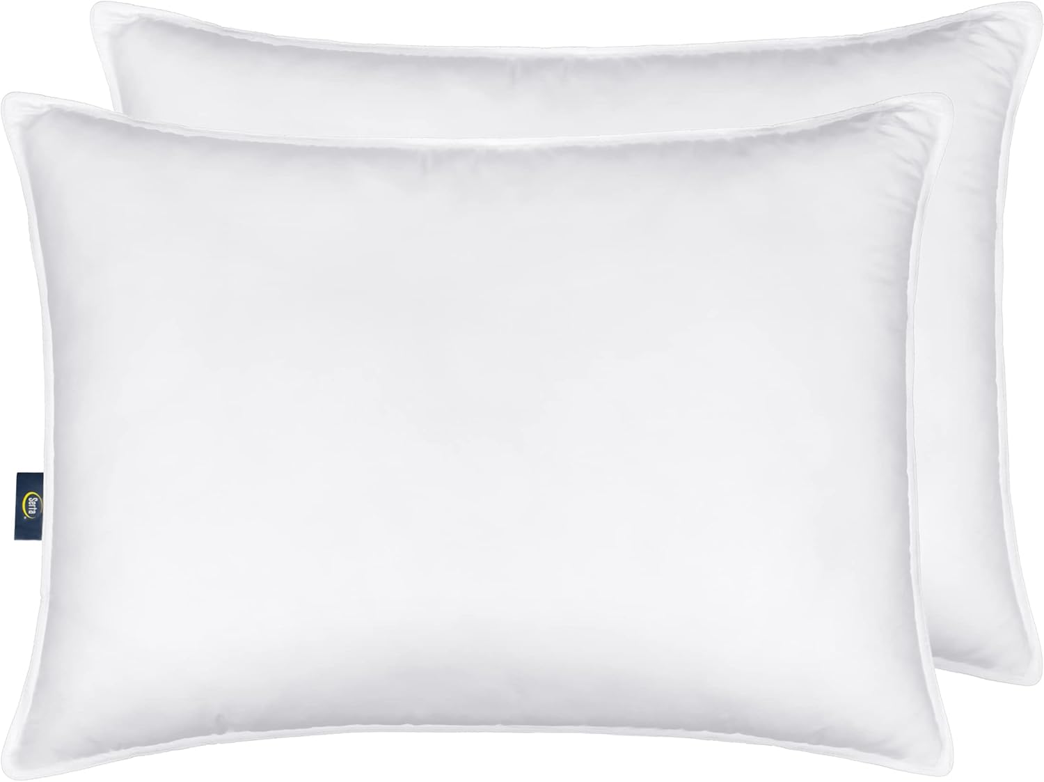 Serta Down Illusion Bed Pillows - Soft Hypoallergenic Comfort for All Sleep Positions | Queen Size, White (2 Pack)