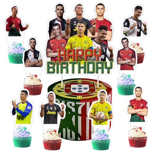 Soccer Cake Decorations - 25pcs Set with Cupcake Toppers & Cake Topper
