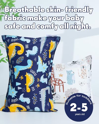 ALVABABY Soft Cotton Toddler Pillowcase Set - Fits 13"x18" & 12"x16" Pillows