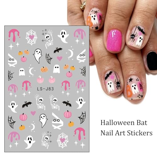 Mdscve Halloween 3D Self-Adhesive Nail Art Decals Pumpkin Ghost Sheets