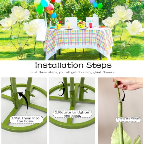 Yellow Artificial Giant Flowers Set Waterproof Wedding & Home Decor - Adjustable Stems