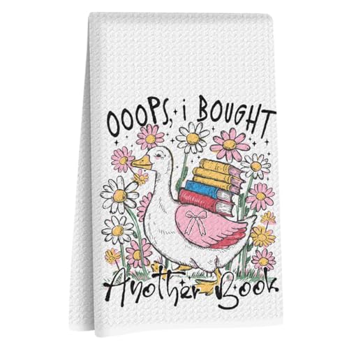Premium Waffle-Weave Microfiber Kitchen Towels - Cute Goose Design