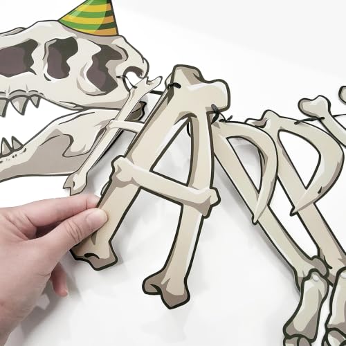 Dinosaur Birthday Banner - Fossil Design with Movable Claws