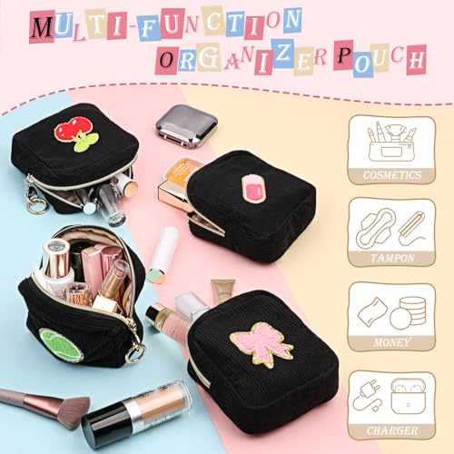 Personalized Corduroy Small Makeup Bag Portable Travel Toiletry Pouch Soccer