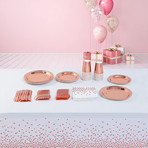 DUOCUTE 2-Pack Rose Gold Dot Plastic Tablecloths 108"x54"