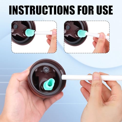 6pcs Drinking Straws for Owala Kids Flip Insulated Water Bottle, Reusable Straw Replacement with Cleaning Brush Tumbler Parts Accessories Compatible with Owala Kids Flip 14oz Cups