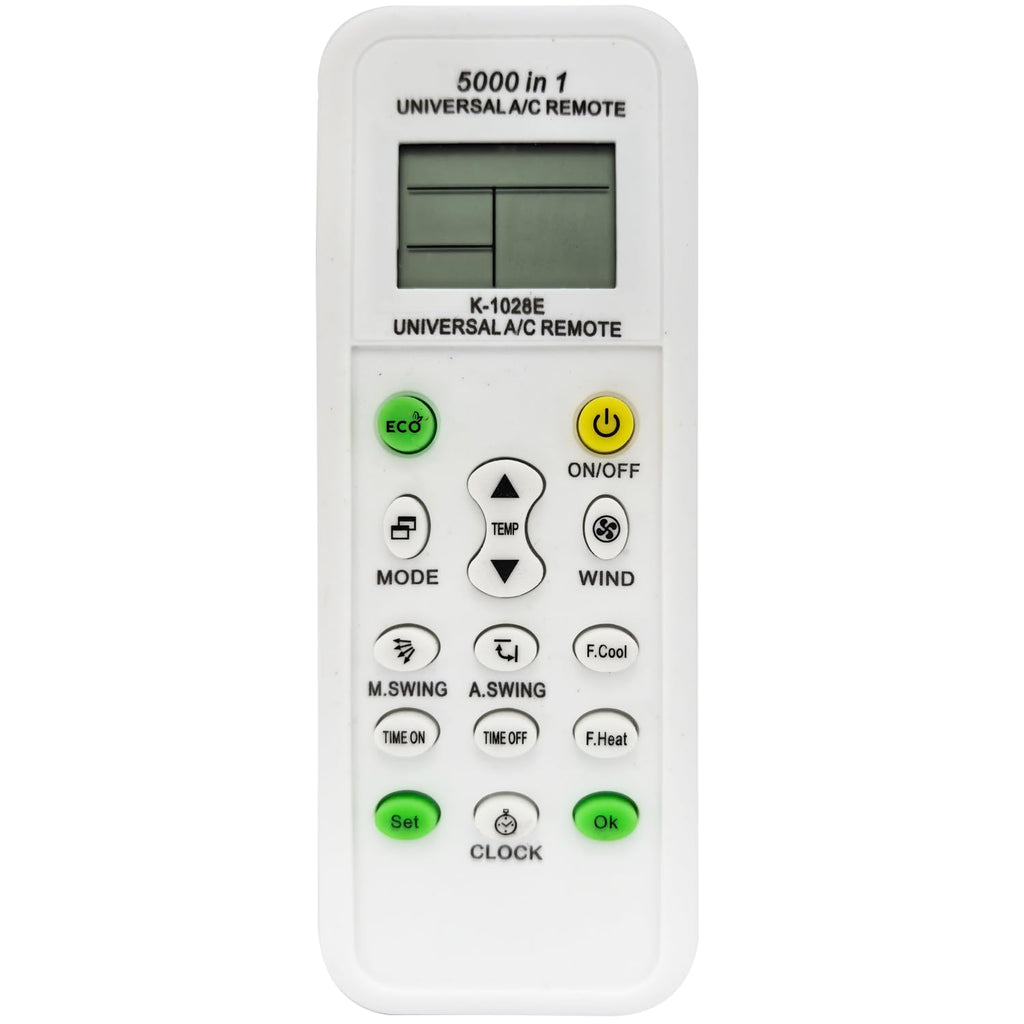 Universal AC Remote Control, 5000-in-1 Multi-Brand Compatible, K-1028E Model, LCD Display