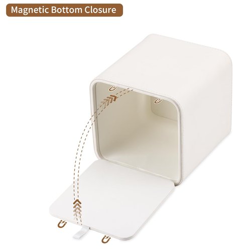 GORESE Square Tissue Box Cover Leather Kleenexs Box Cover, Cute Tissue Cover for for Cube Box Tissues, Tissue Box Holder for Bedroom, Living Room, Bathroom, Cream White