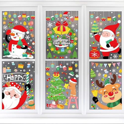194 Cute Christmas Window Stickers - 6 Sheets of Holiday Decor